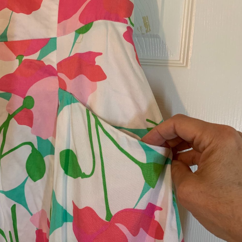Lilly Pulitzer White Strapless Dress with Pink & Green Floral Print - Picture 5 of 8